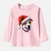 【12M-9Y】Unisex Kid Cotton Stain Resistant Christmas Dog Print Long Sleeve Tee