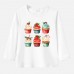 【12M-9Y】Girl Cotton Stain Resistant Christmas Print Long Sleeve Tee