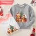 【12M-9Y】Unisex Kids Cotton Stain Resistant Christmas Bear Print Long Sleeve Sweatshirt