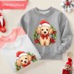 【12M-9Y】Unisex Kids Cotton Stain Resistant Christmas Golden Retriever Dog Print Long Sleeve Sweatshirt