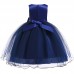 【2Y-13Y】Girls Lace Mesh Embroidered Bow Sleeveless Princess Dress - 3624