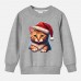 【12M-9Y】Unisex Kids Cotton Stain Resistant Christmas Cat Print Long Sleeve Sweatshirt