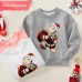 【12M-9Y】Unisex Kids Cotton Stain Resistant Christmas Bear Print Long Sleeve Sweatshirt