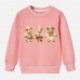 【12M-9Y】Girls Cotton Stain Resistant Bear Print Long Sleeve Sweatshirt