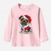 【12M-9Y】Unisex Kid Cotton Stain Resistant Christmas Dog Print Long Sleeve Tee