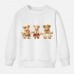 【12M-9Y】Girls Cotton Stain Resistant Bear Print Long Sleeve Sweatshirt