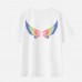 Women Cotton Stain Resistant Wings Print Short Sleeve Tee