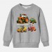 【12M-9Y】Boys Cotton Stain Resistant Off-Road Vehicle Print Long Sleeve Sweatshirt