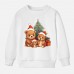 【12M-9Y】Unisex Kids Cotton Stain Resistant Christmas Bear Print Long Sleeve Sweatshirt