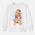 【12M-9Y】Unisex Kids Cotton Stain Resistant Christmas Golden Retriever Dog Print Long Sleeve Sweatshirt