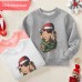 【12M-9Y】Unisex Kids Cotton Stain Resistant Christmas Golden Retriever Dog Print Long Sleeve Sweatshirt