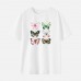 Women Cotton Stain Resistant Butterfly Print Short Sleeve Tee