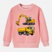 【12M-9Y】Boys Cotton Stain Resistant Excavator And Truck Print Long Sleeve Sweatshirt