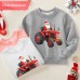 【12M-9Y】Unisex Kids Cotton Stain Resistant Christmas Print Long Sleeve Sweatshirt