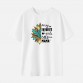 Women Cotton Stain Resistant Flowers Letters Print Short Sleeve Tee
