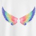 Women Cotton Stain Resistant Wings Print Short Sleeve Tee