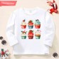 【12M-9Y】Girl Cotton Stain Resistant Christmas Print Long Sleeve Tee