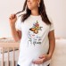 Women Cotton Stain Resistant Butterfly Letters Print Short Sleeve Tee