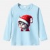 【12M-9Y】Unisex Kid Cotton Stain Resistant Christmas Cat Print Long Sleeve Tee