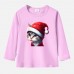 【12M-9Y】Unisex Kid Cotton Stain Resistant Christmas Cat Print Long Sleeve Tee