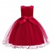 【2Y-13Y】Girls Lace Mesh Embroidered Bow Sleeveless Princess Dress - 3624