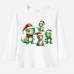 【12M-9Y】Unisex Kid Cotton Stain Resistant Christmas Dinosaurs Print Long Sleeve Tee