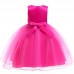 【2Y-13Y】Girls Lace Mesh Embroidered Bow Sleeveless Princess Dress - 3624