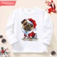 【12M-9Y】Unisex Kid Cotton Stain Resistant Christmas Dog Print Long Sleeve Tee