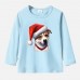 【12M-9Y】Unisex Kid Cotton Stain Resistant Christmas Dog Print Long Sleeve Tee