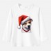 【12M-9Y】Unisex Kid Cotton Stain Resistant Christmas Dog Print Long Sleeve Tee