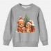 【12M-9Y】Unisex Kids Cotton Stain Resistant Christmas Bear Print Long Sleeve Sweatshirt