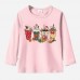 【12M-9Y】Unisex Kid Cotton Stain Resistant Christmas Print Long Sleeve Tee