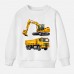 【12M-9Y】Boys Cotton Stain Resistant Excavator And Truck Print Long Sleeve Sweatshirt