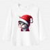 【12M-9Y】Unisex Kid Cotton Stain Resistant Christmas Cat Print Long Sleeve Tee