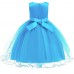 【2Y-13Y】Girls Lace Mesh Embroidered Bow Sleeveless Princess Dress - 3624