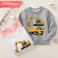 【12M-9Y】Boys Cotton Stain Resistant Excavator And Truck Print Long Sleeve Sweatshirt