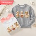 【12M-9Y】Girls Cotton Stain Resistant Bear Print Long Sleeve Sweatshirt