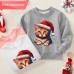 【12M-9Y】Unisex Kids Cotton Stain Resistant Christmas Cat Print Long Sleeve Sweatshirt