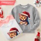 【12M-9Y】Unisex Kids Cotton Stain Resistant Christmas Cat Print Long Sleeve Sweatshirt