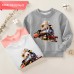 【12M-9Y】Boys Cotton Stain Resistant Train Print Long Sleeve Sweatshirt