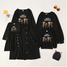 Halloween Print Long Sleeve Family Matching Outfits