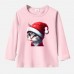 【12M-9Y】Unisex Kid Cotton Stain Resistant Christmas Cat Print Long Sleeve Tee