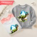 【12M-9Y】Boys Cotton Stain Resistant Dinosaur Print Long Sleeve Sweatshirt