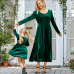 Sweet Velvet Long Sleeve Mom Girl Matching Dress - 13208