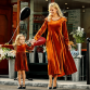 Sweet Velvet Long Sleeve Mom Girl Matching Dress - 13208