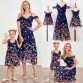 Sweet Dark Blue Butterfly Print Mom Girl Baby Matching Dress