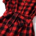 Sweet Red Plaid Short-sleeved Mom Girl Jumpsuit