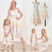 Sweet Orange Plant Print Sling Mom Girl Matching Dress - 13106