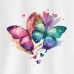 Women Butterfly Print Cotton Stain Resistant Short Sleeve T-shirt